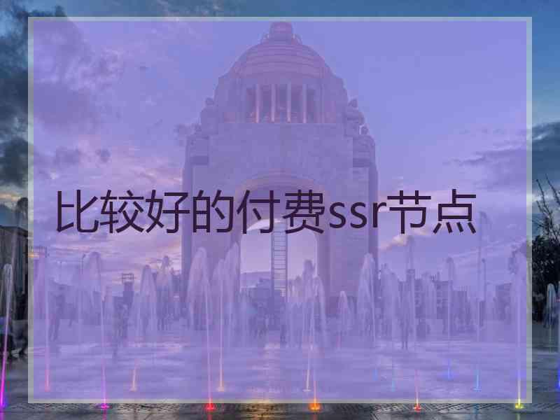 比较好的付费ssr节点