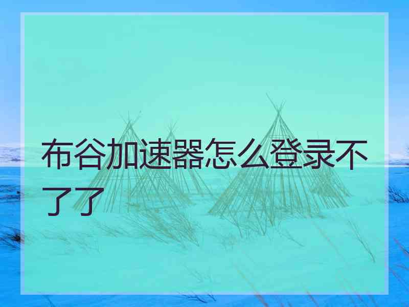 布谷加速器怎么登录不了了