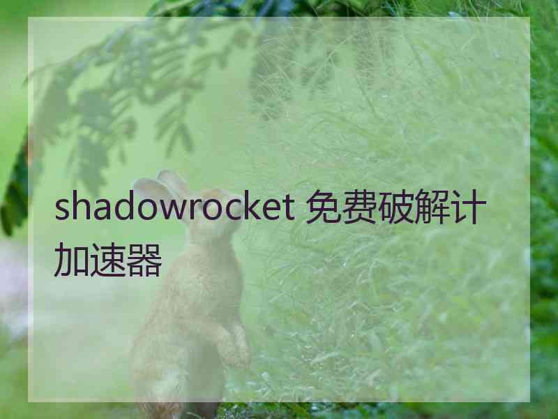 shadowrocket 免费破解计加速器
