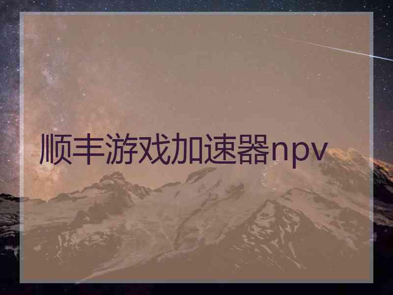 顺丰游戏加速器npv