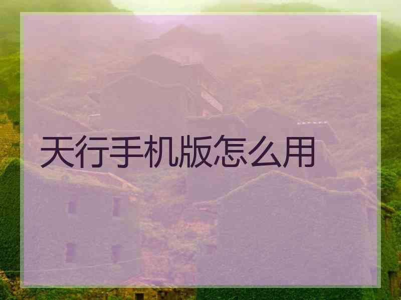 天行手机版怎么用