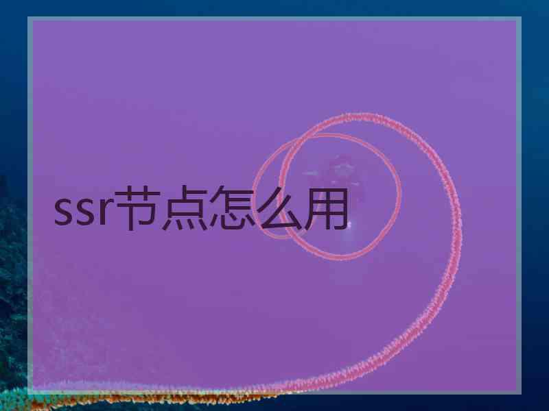 ssr节点怎么用