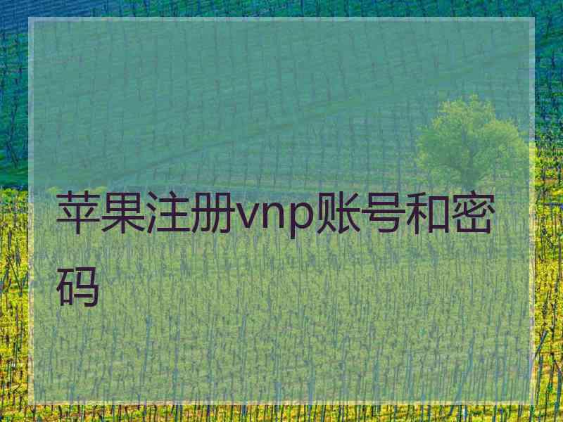 苹果注册vnp账号和密码