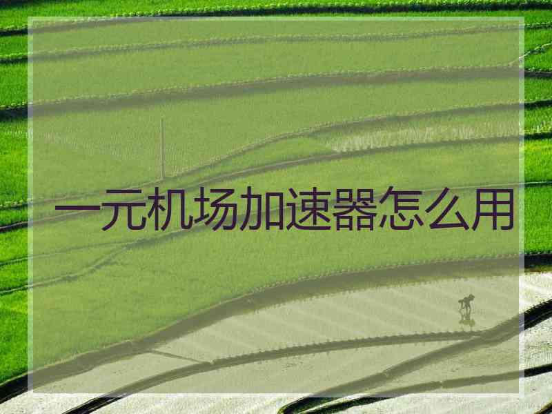 一元机场加速器怎么用