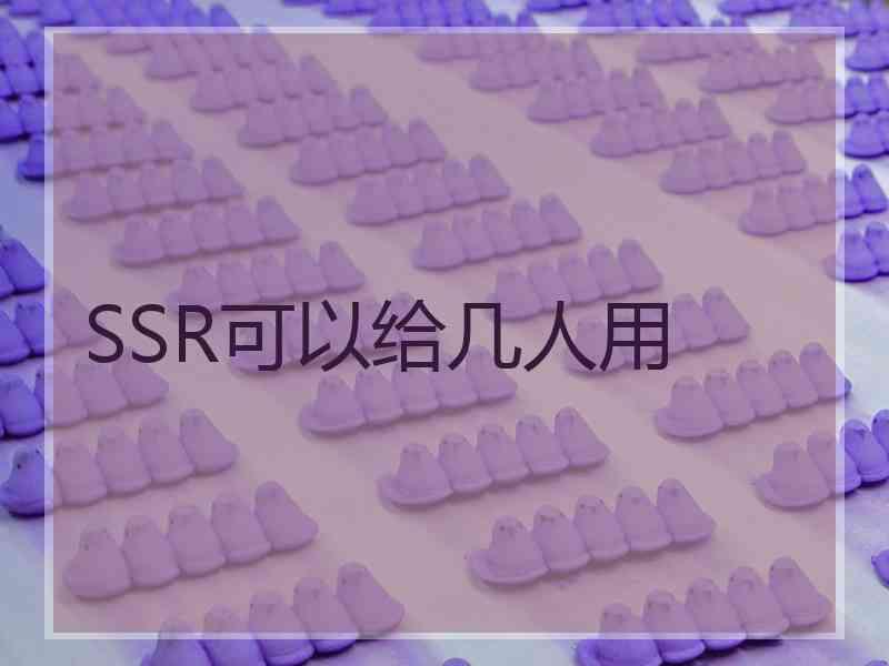 SSR可以给几人用