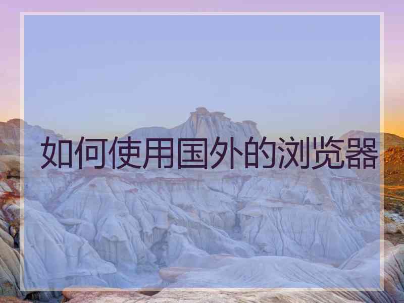 如何使用国外的浏览器