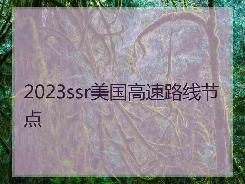 2023ssr美国高速路线节点