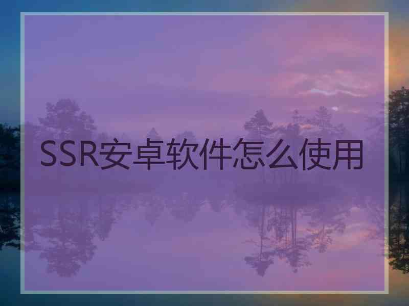 SSR安卓软件怎么使用