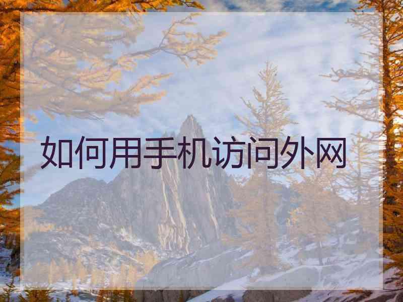 如何用手机访问外网