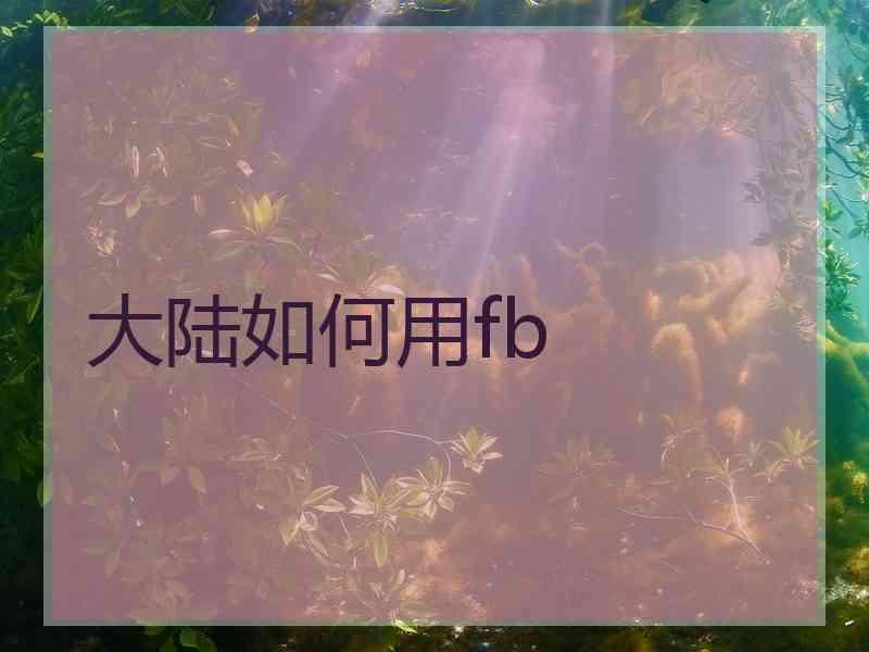 大陆如何用fb