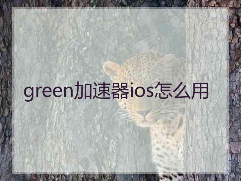 green加速器ios怎么用