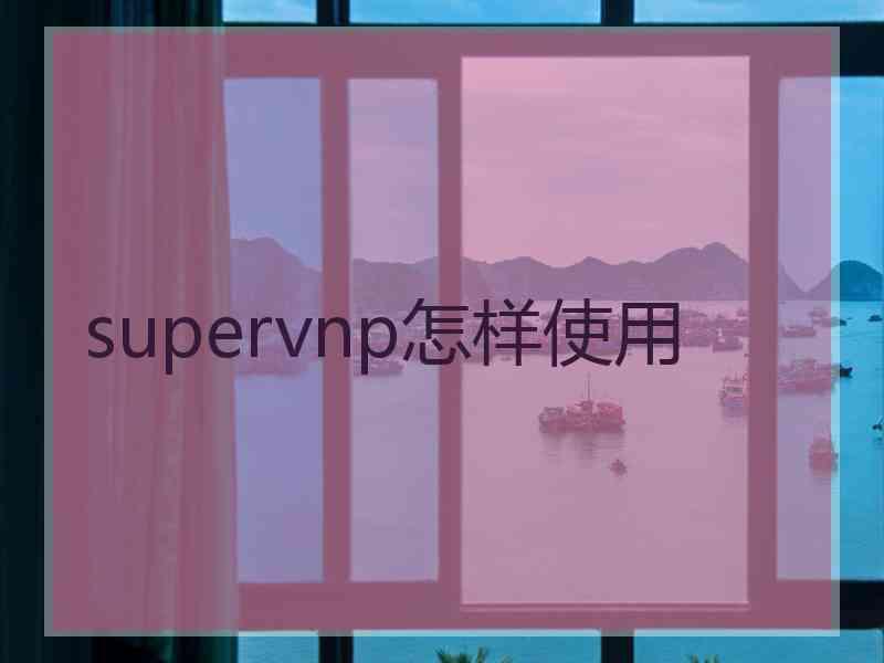 supervnp怎样使用